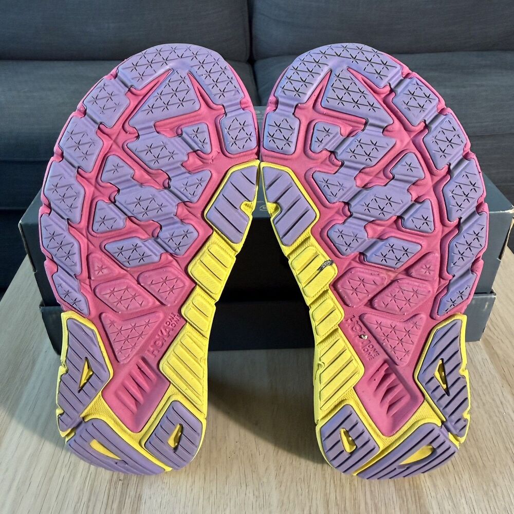 Hoka One One Black Pink Yellow Women's Athletic Running Shoes - Picture 7 of 12